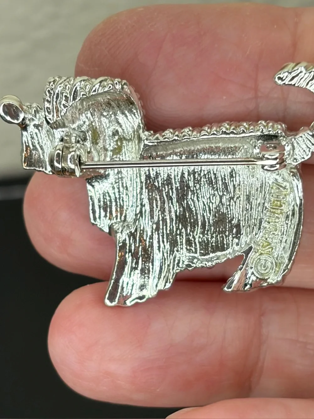 Sarah Coventry Vintage Textured Silver-Tone Dog Brooch Pin